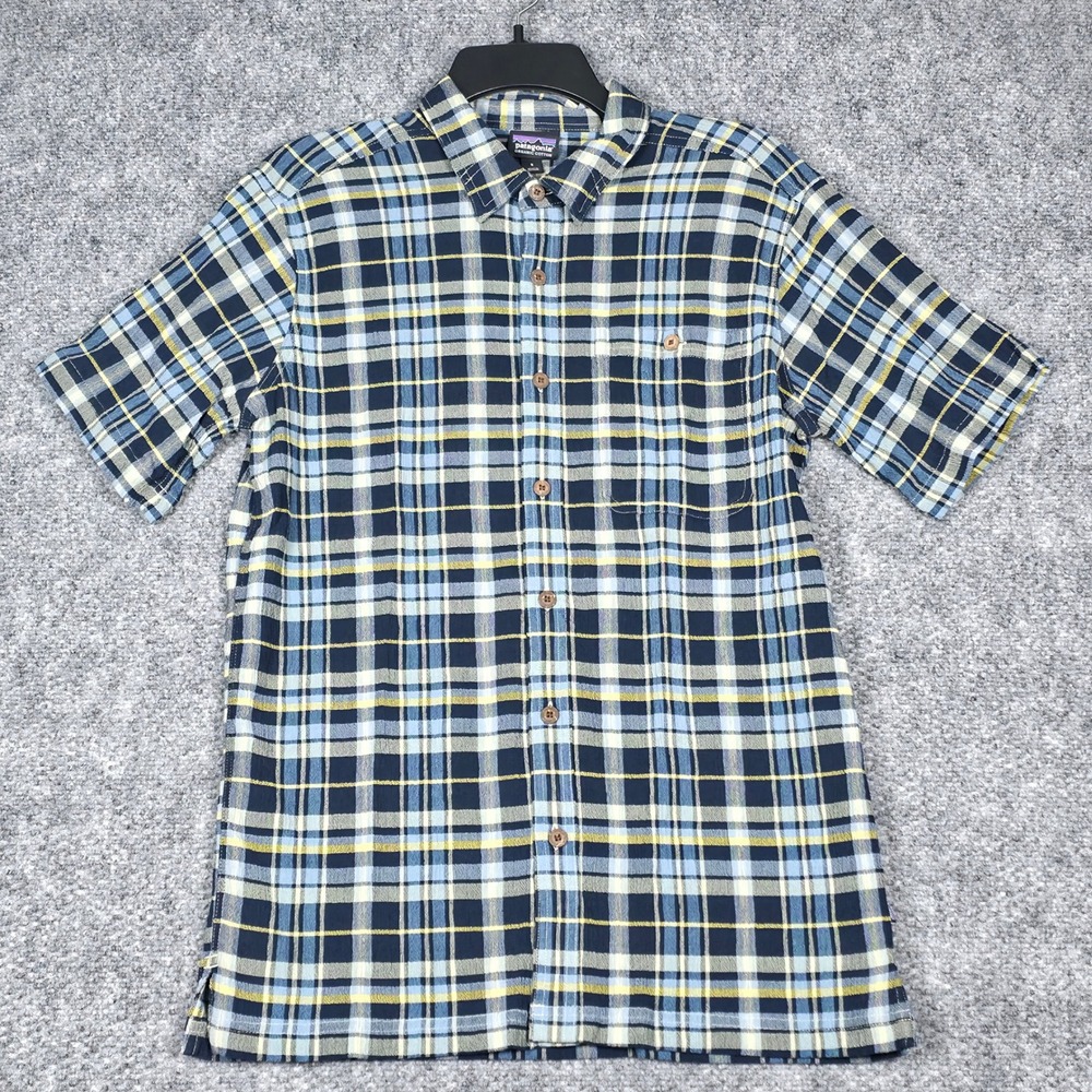 Patagonia Organic Cotton Plaid Short Sleeve Button Up‎ Shirt Men's Size Small
